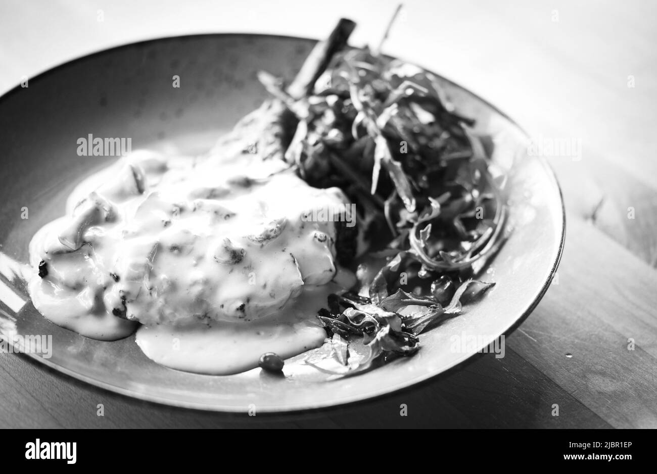 tasty pork cutlet & mushrooms sauce Stock Photo Alamy