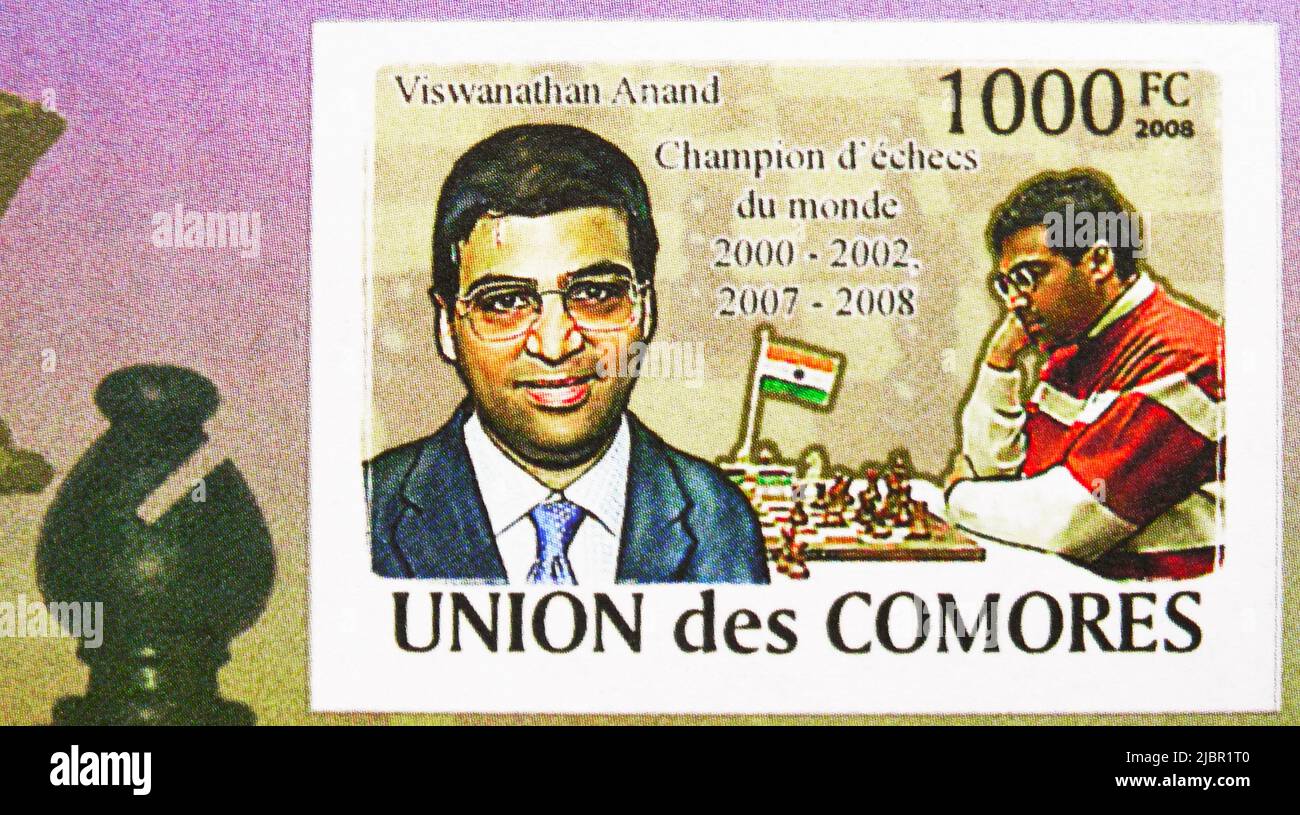 St Thomas - 2021 Chess Champ Viswanathan Anand - Souvenir Sheet  ST210430b-gold