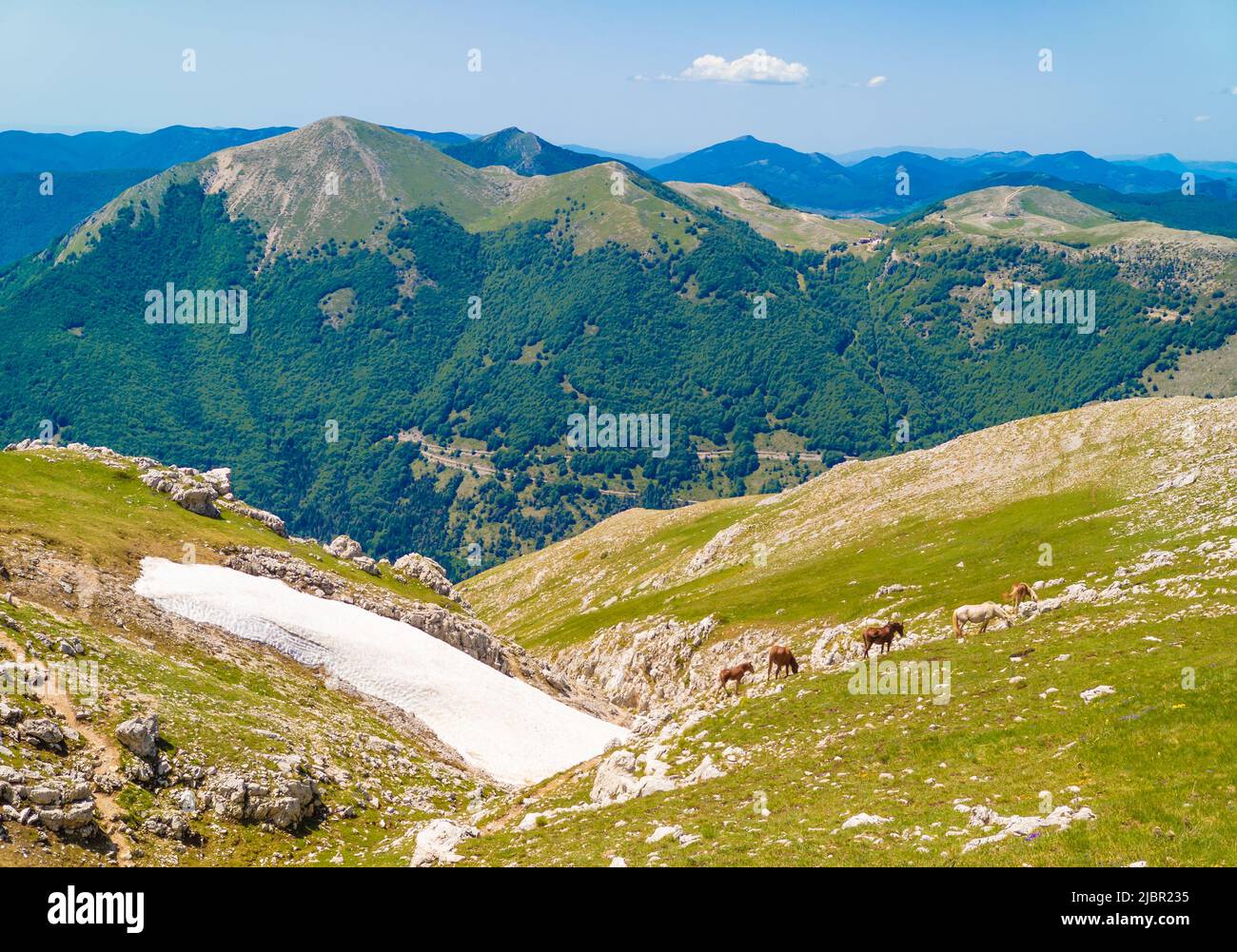 Mount Viglio (Frosinone, Italy) - In Monti Cantari mountain range, the Monte Viglio is one of three hightest peak in Lazio region. Here in the spring. Stock Photo