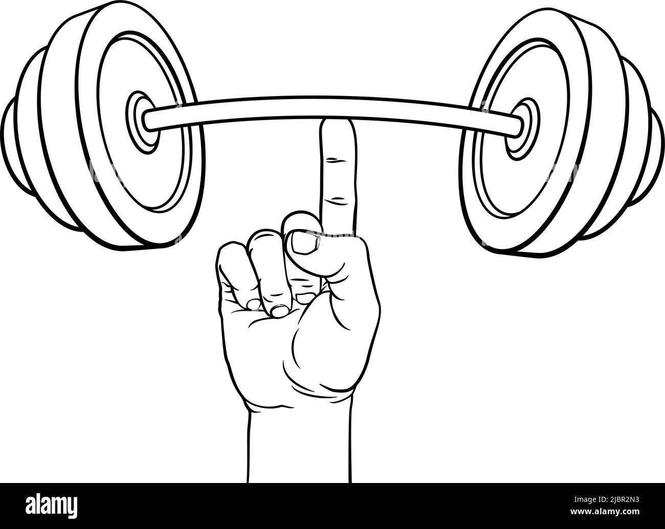 Weight Lifting Hand Finger Holding Barbell Concept Stock Vector