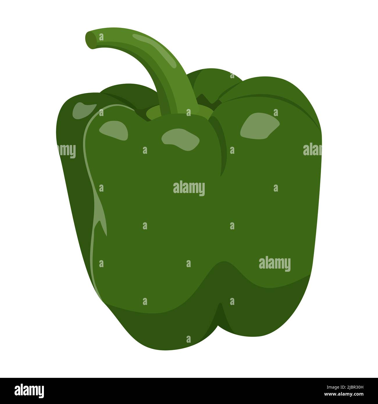 Cute green pepper isolated on white background. Flat vector ...