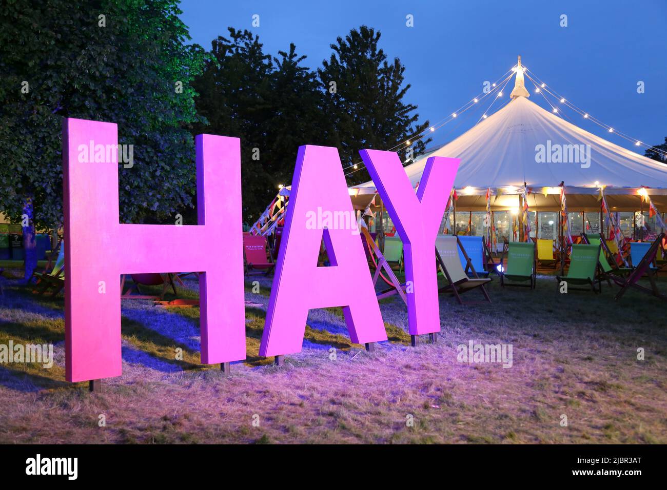 Main Garden Tent, Hay Festival 2022, Hay-on-Wye, Brecknockshire, Powys, Wales, Great Britain, United Kingdom, UK, Europe Stock Photo
