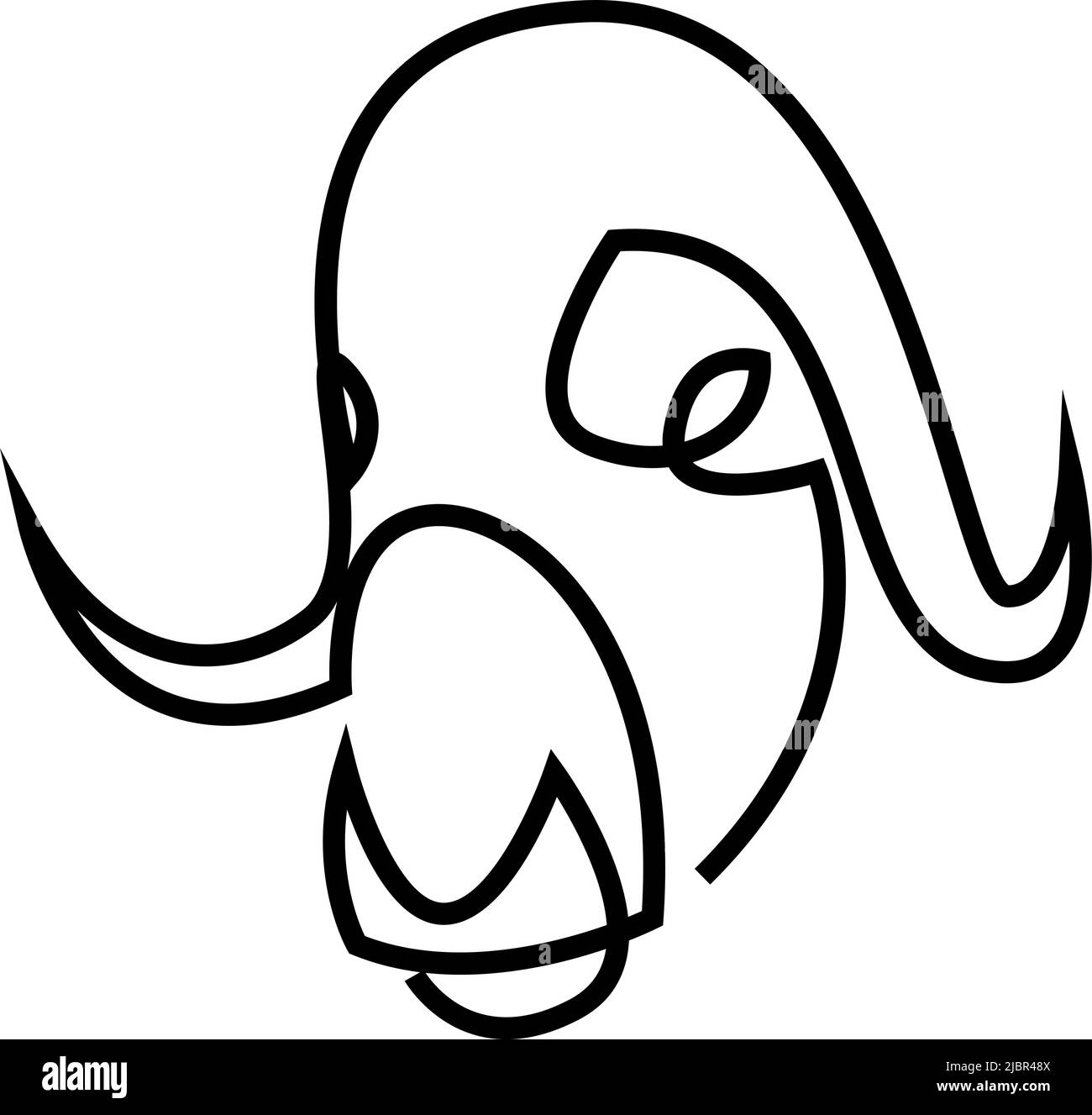 One continuous drawing line portrait of the head of a musk ox or bull. Single line hand drawn art Stock Vector