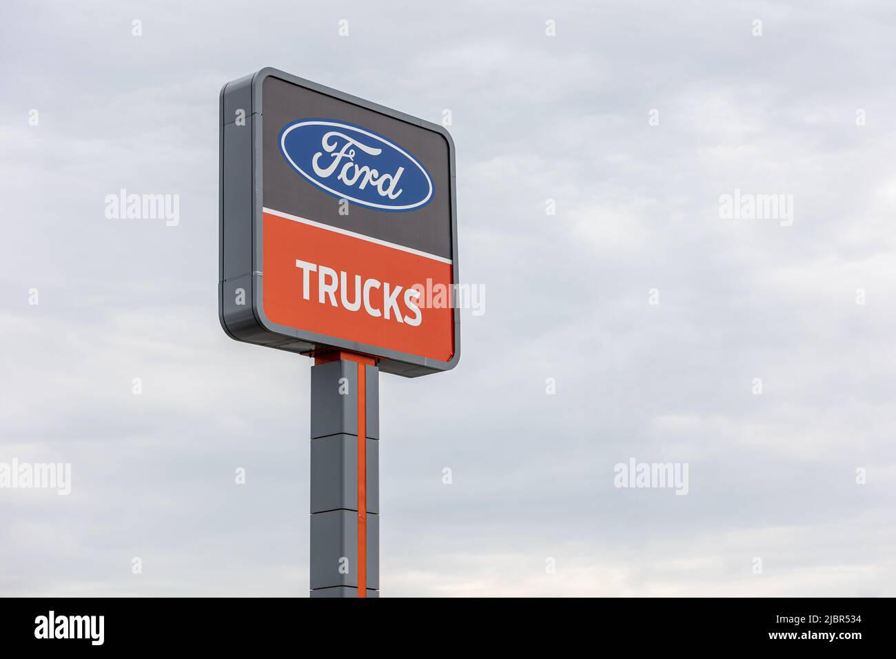 Ford trucks sign. Ford Motor Company Stock Photo
