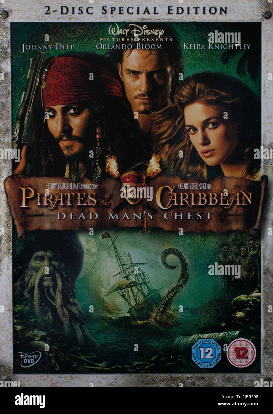 The DVD cover to the movie, Pirates of the Caribbean, Dead Man's Chest Stock Photo