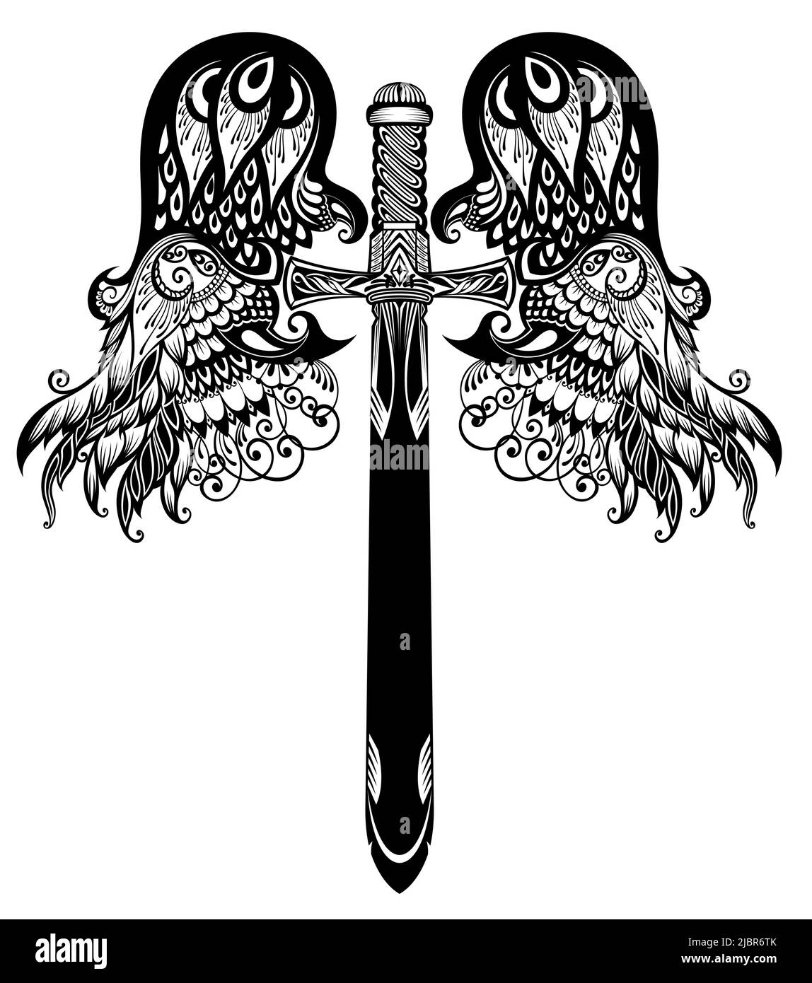 Sword with wings for your design Stock Vector
