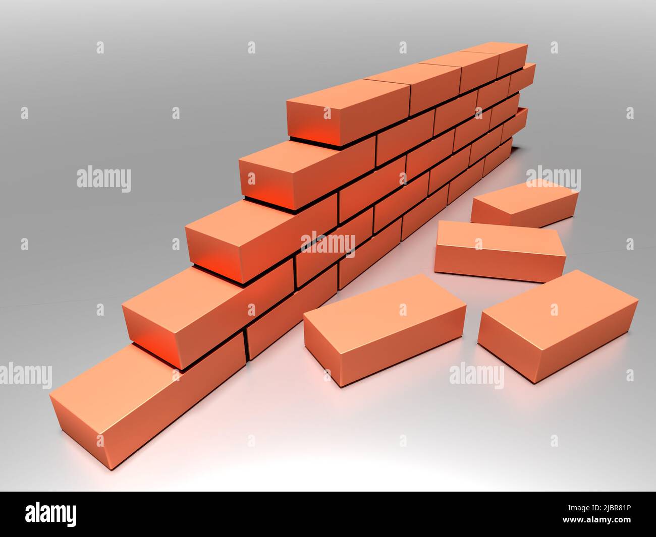 Bricks wall. Construction building industry concept. 3d rendering Stock ...