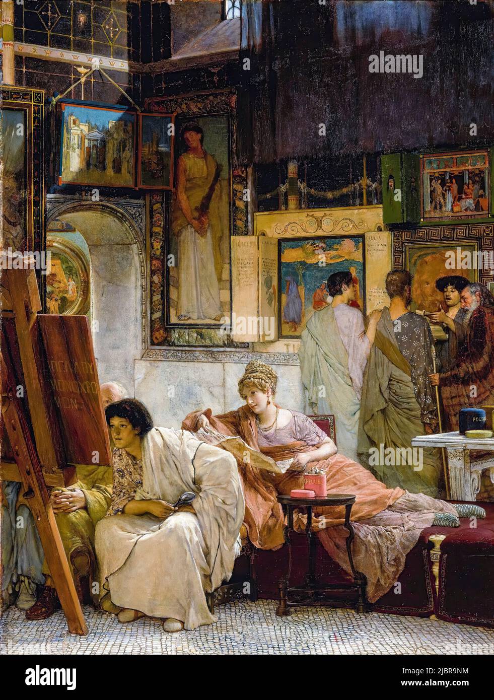 Sir Lawrence Alma Tadema, A Picture Gallery, painting in oil on panel