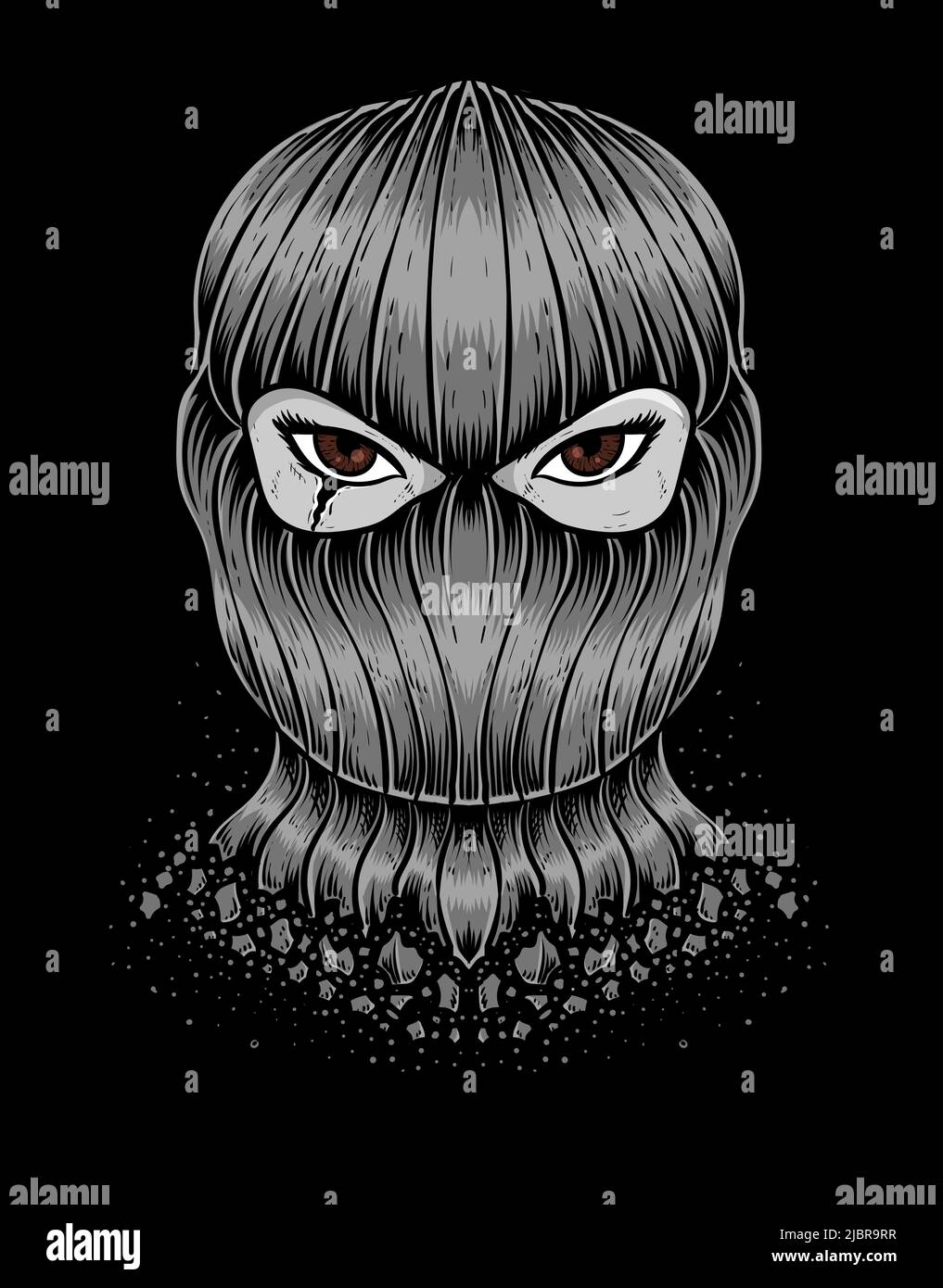 Illustration mask thief on black background Stock Vector