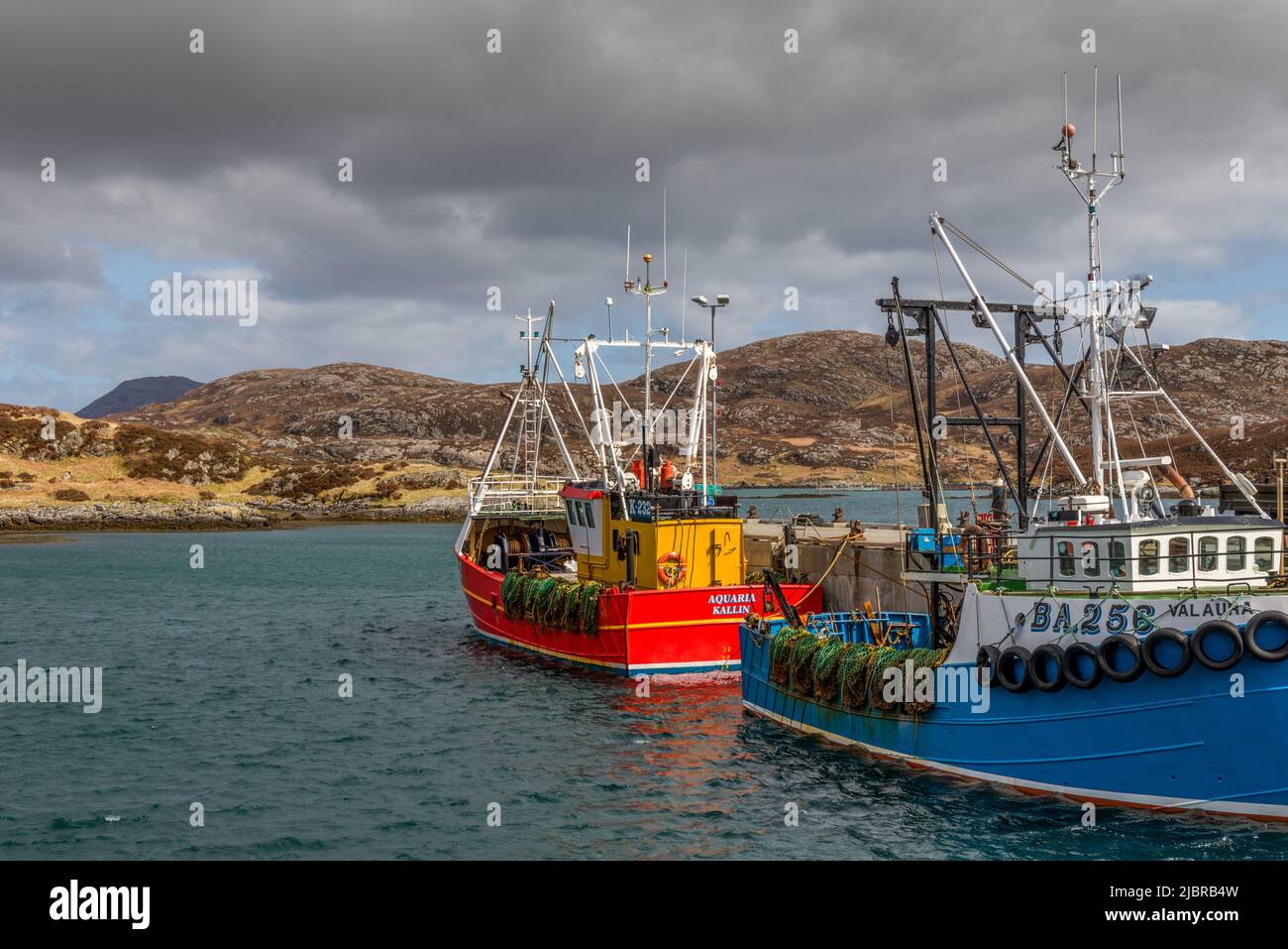 Kallin Harbour on Grimsay North Uist in the Outer Hebrides Stock Photo