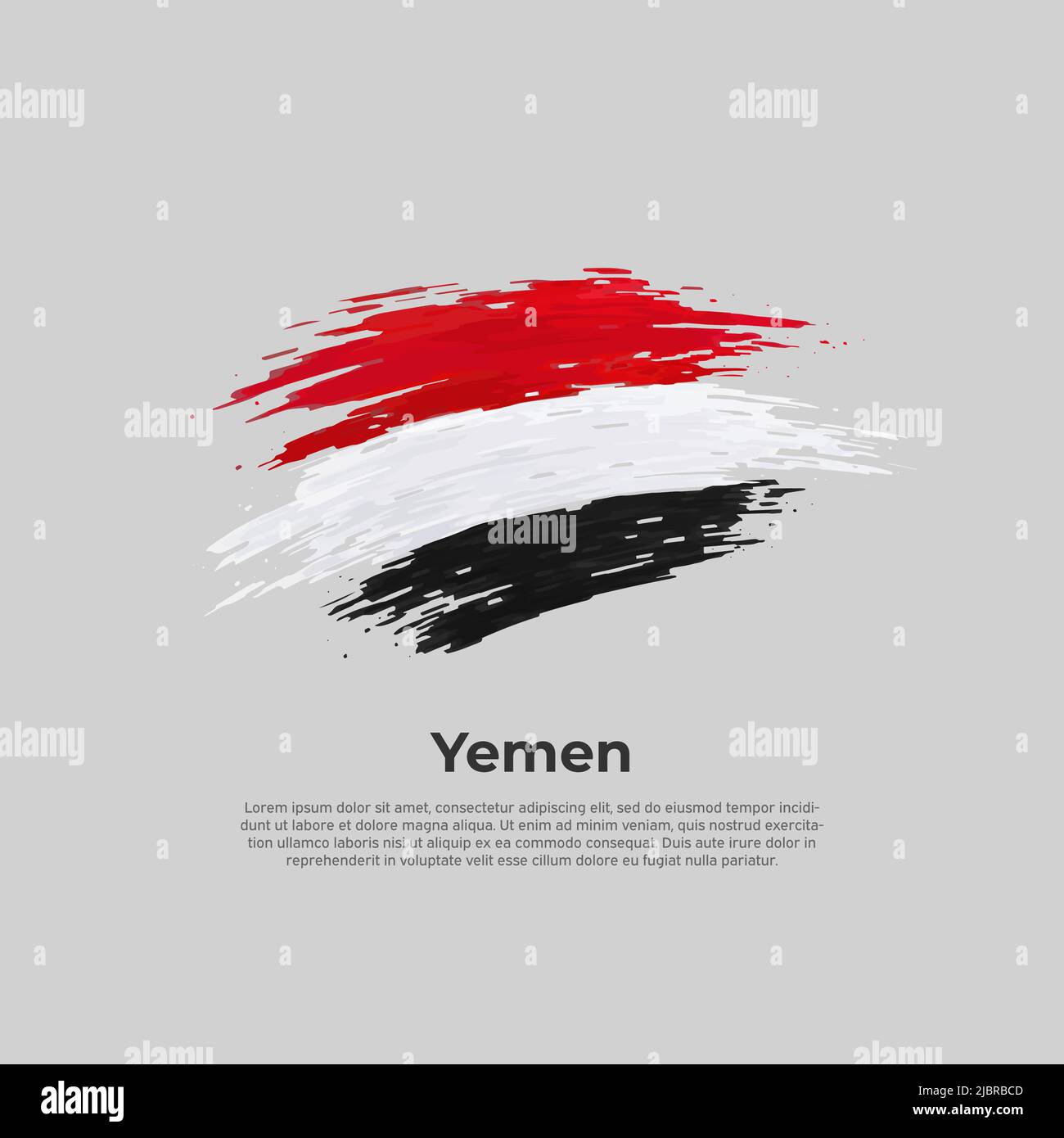 Yemen flag. Brush strokes. Brush painted yemeni flag on a light background. Vector design national poster, template. Place for text. State patriotic Stock Vector