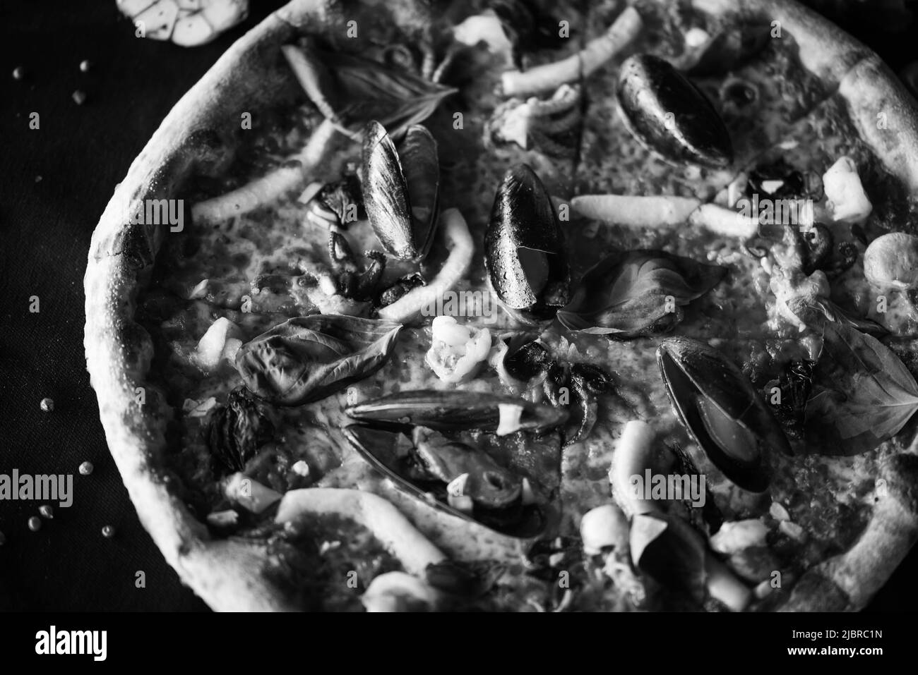 delicious italian pizza with fresh seafood Stock Photo Alamy