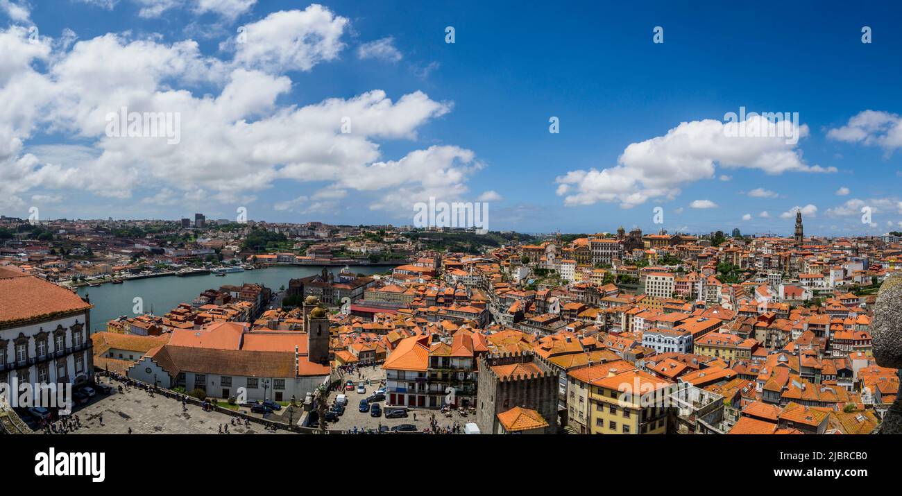 Panoramic view of Oporto from the cathedral tower Oporto, Portugal June, 4 , 2022 Stock Photo