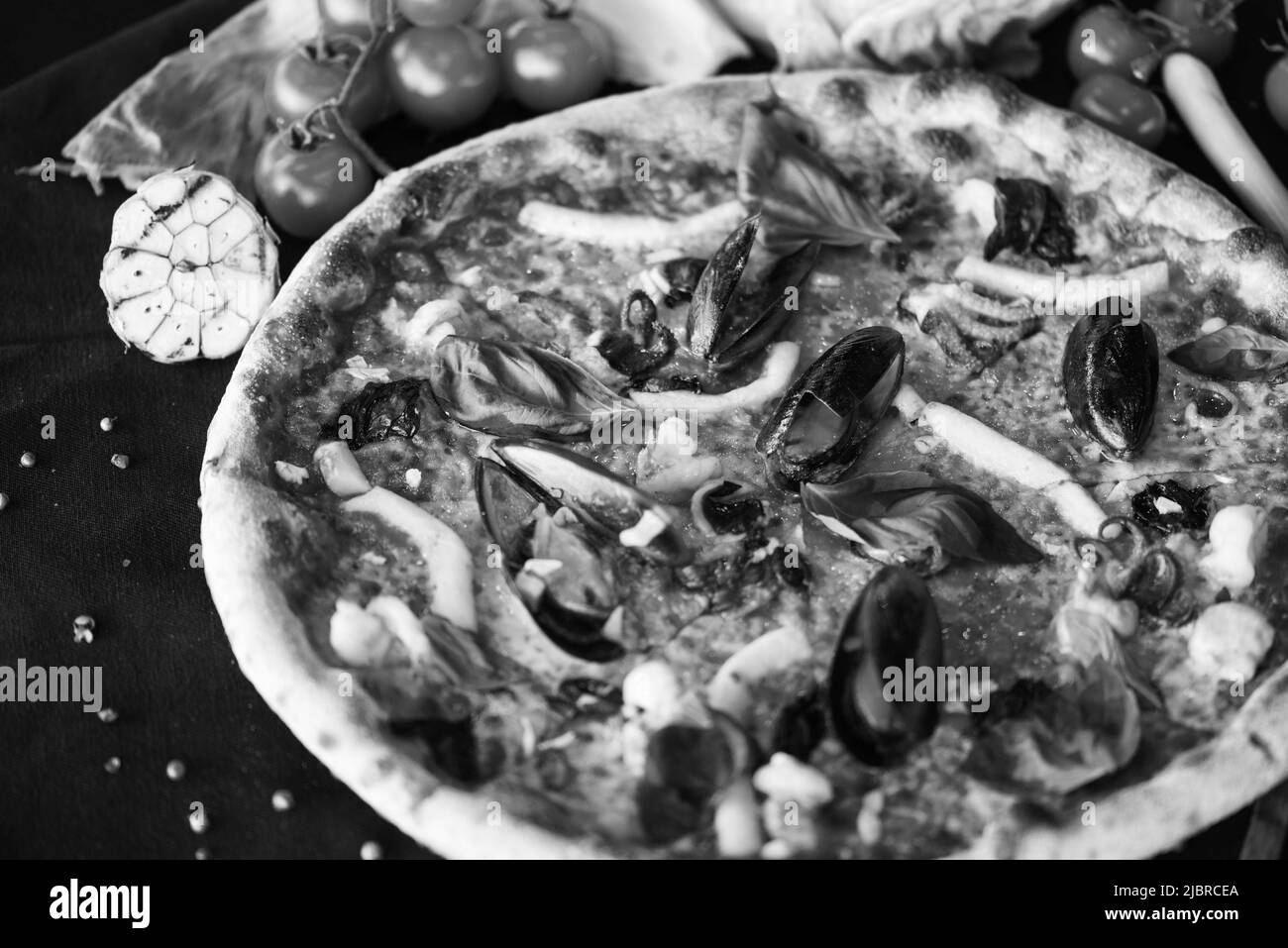 delicious italian pizza with fresh seafood Stock Photo Alamy