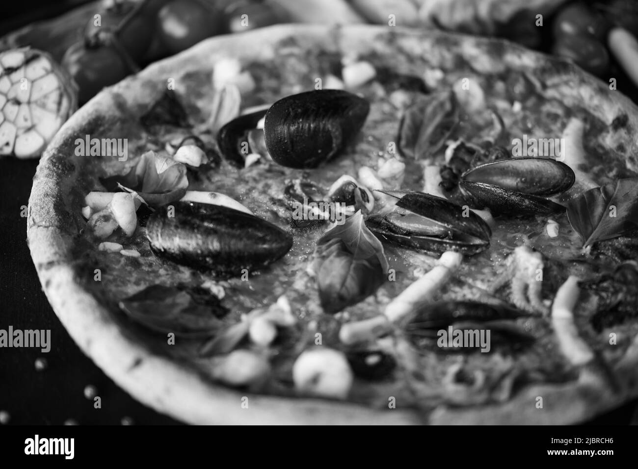 delicious italian pizza with fresh seafood Stock Photo Alamy