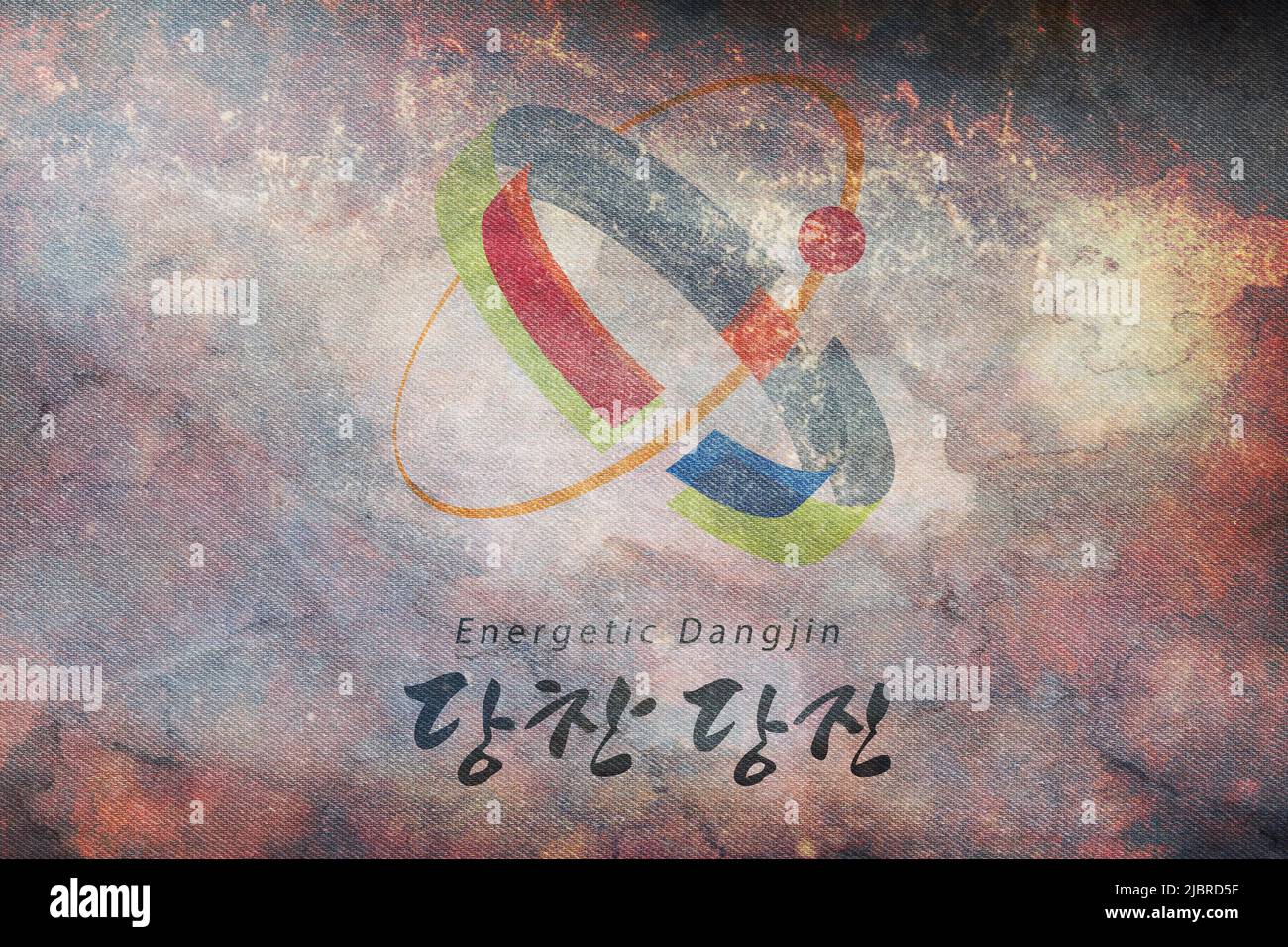 Top view of retro flag Dangjin city, South Korea with grunge texture