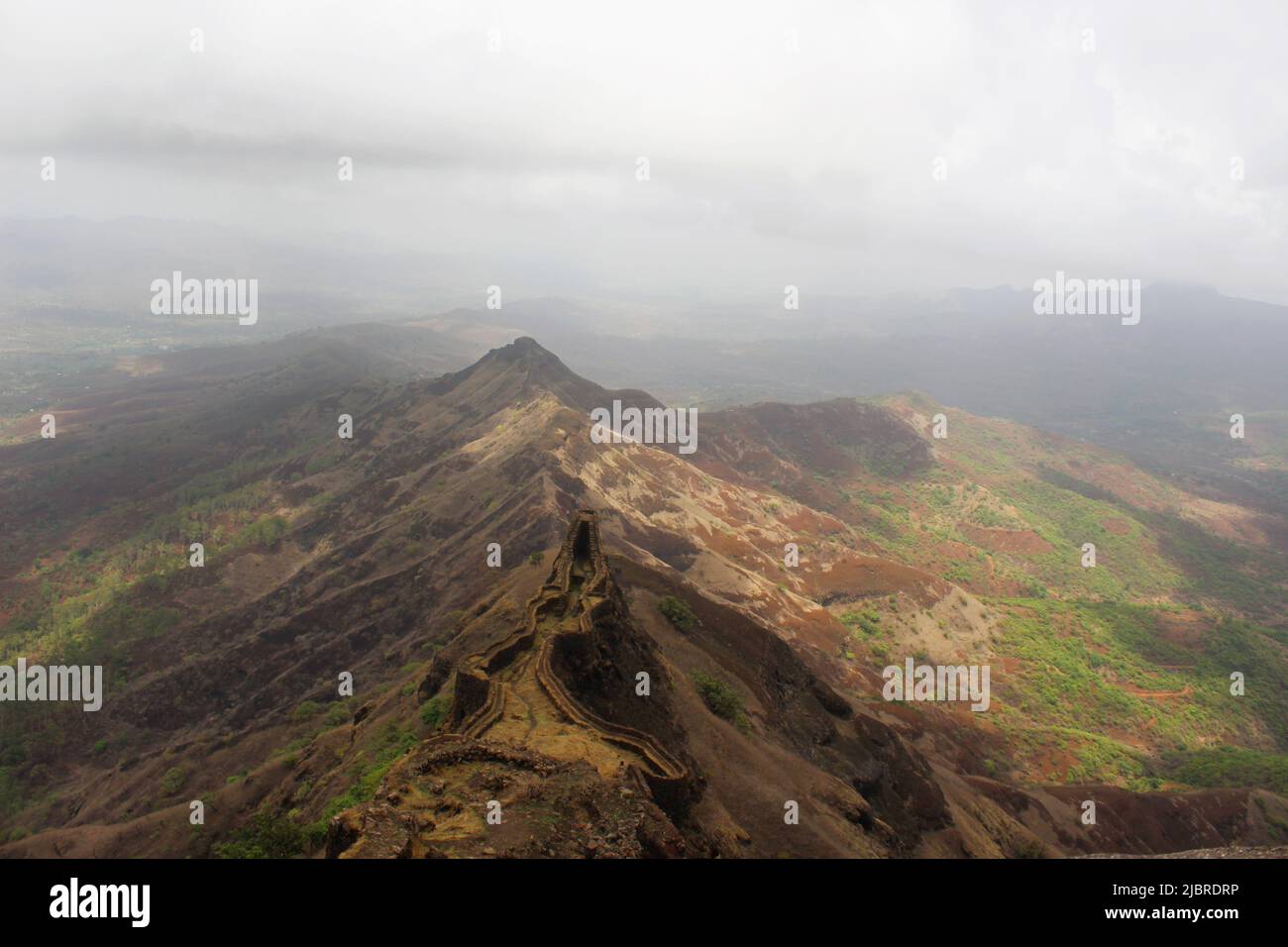 Torna fort. View from base in summer. One of Shivaji's hill forts in Pune  (= Poona district), Maharashtra, INDIA Stock Photo - Alamy