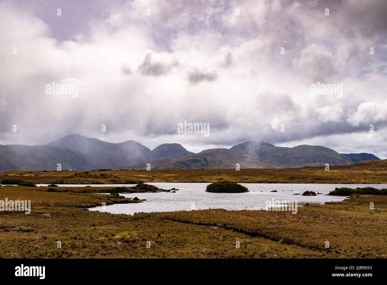 Storm over the Maumturk Mountains, Connemara, Ireland Stock Photo