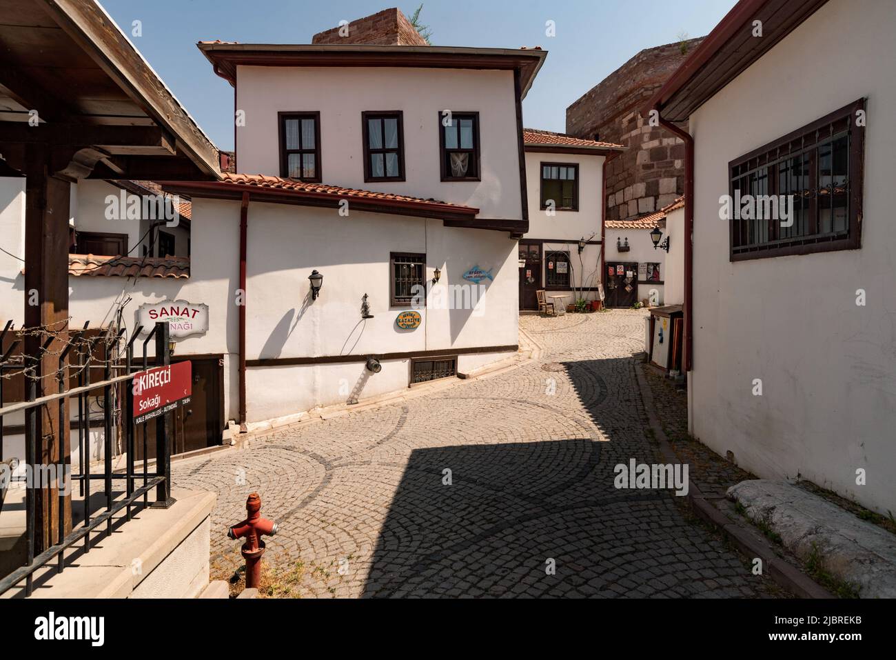 Ankara, Turkey. June 6th 2022  Restored old houses inside the city walls of Ankara castle, the old town fortification of the Turkish capital, central Stock Photo
