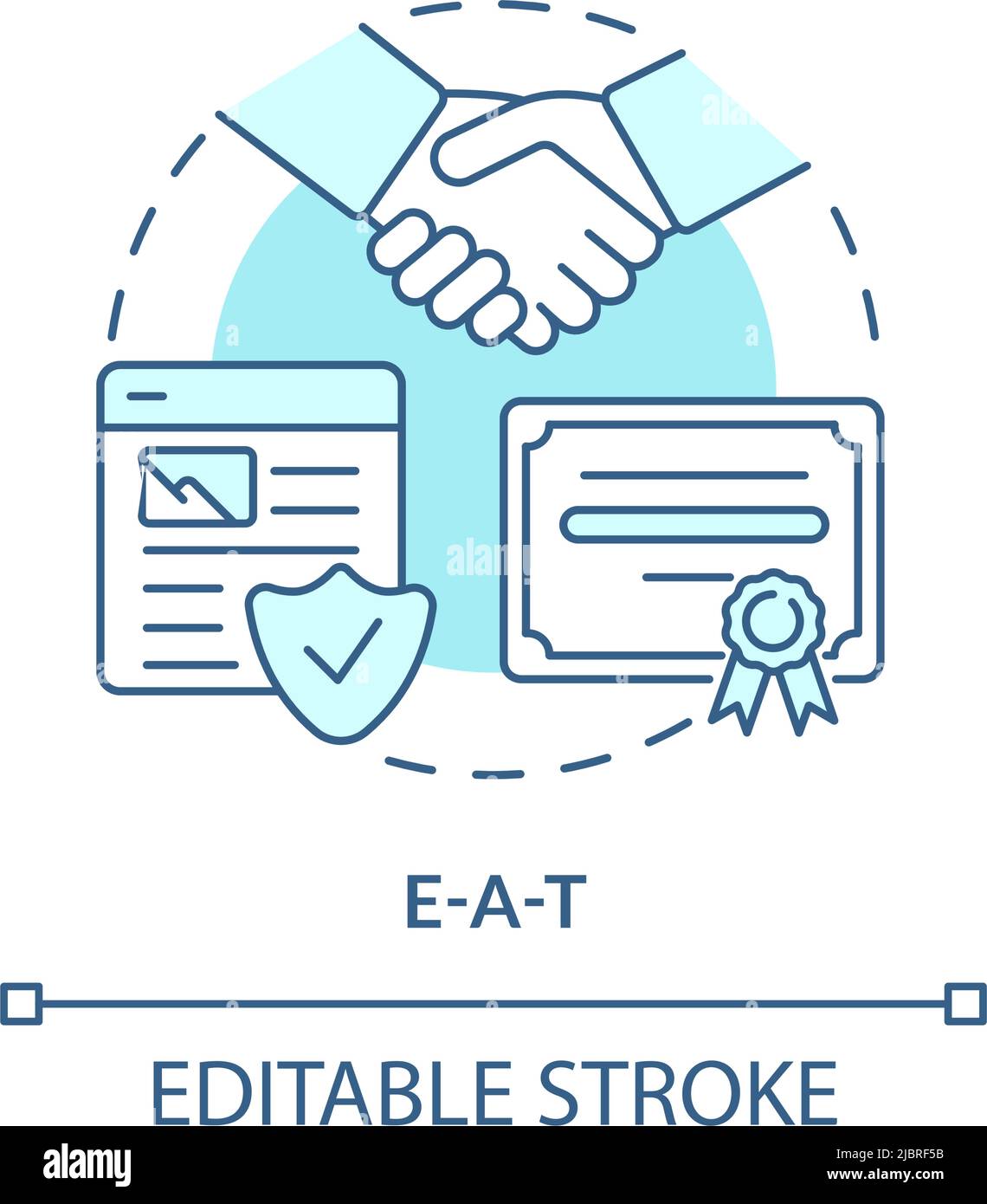 EAT turquoise concept icon Stock Vector