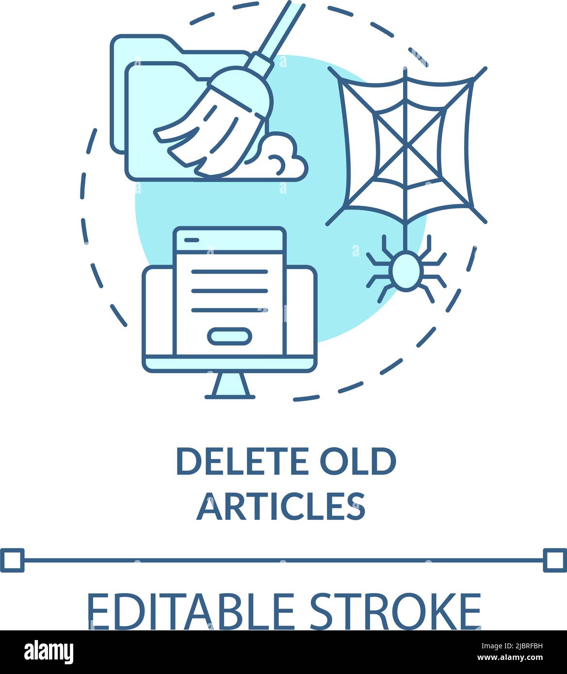 Delete old articles turquoise concept icon Stock Vector