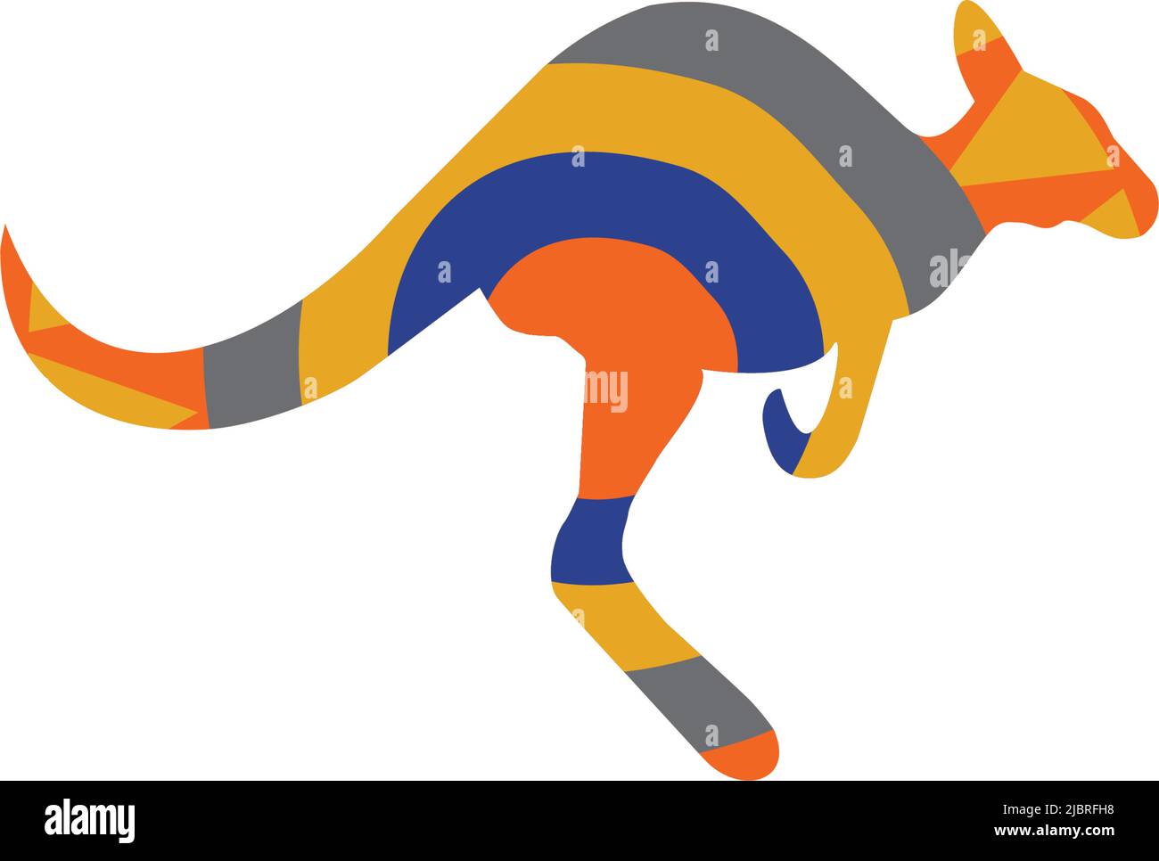 Kangaroo icon with aboriginal art design style vector template Stock Vector