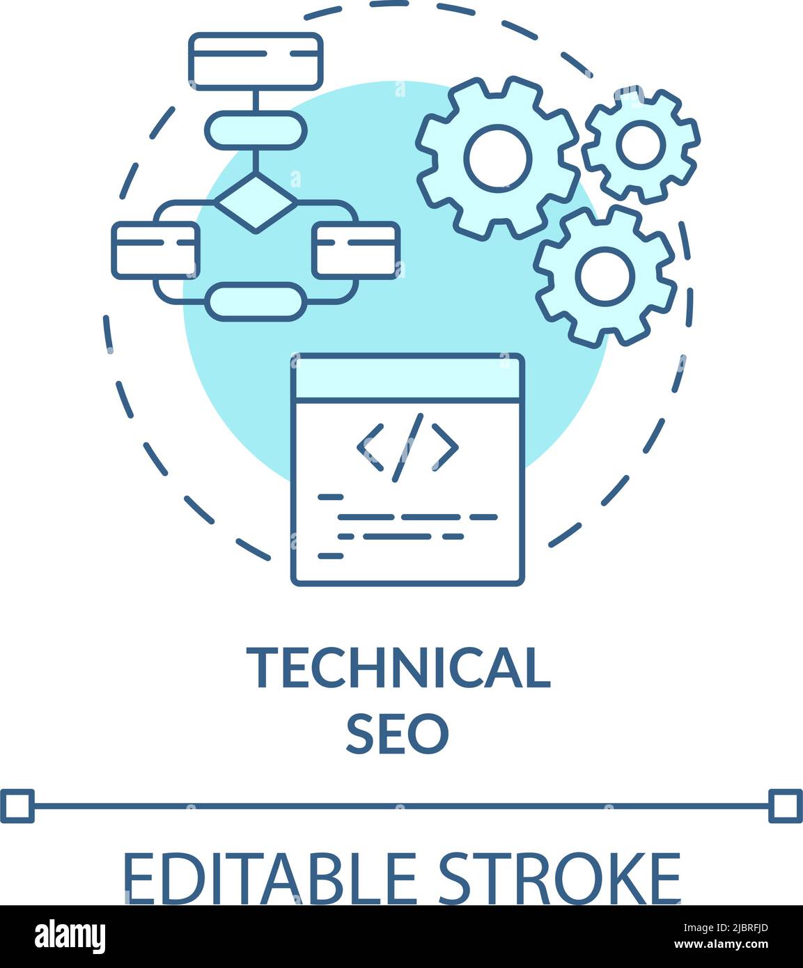 Technical SEO turquoise concept icon Stock Vector