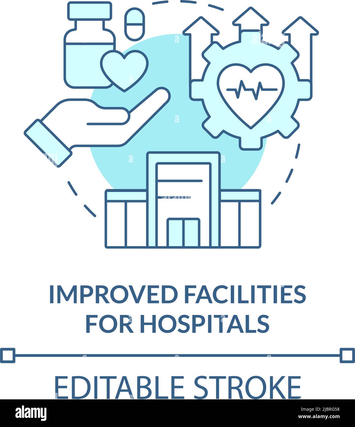 Improved facilities for hospitals turquoise concept icon Stock Vector