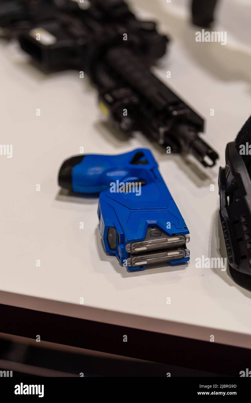 London, UK. 8th June, 2022. Counter Terror Expo and Forensics Europe Expo, Excel London British Transport police firearms Credit: Ian Davidson/Alamy Live News Stock Photo