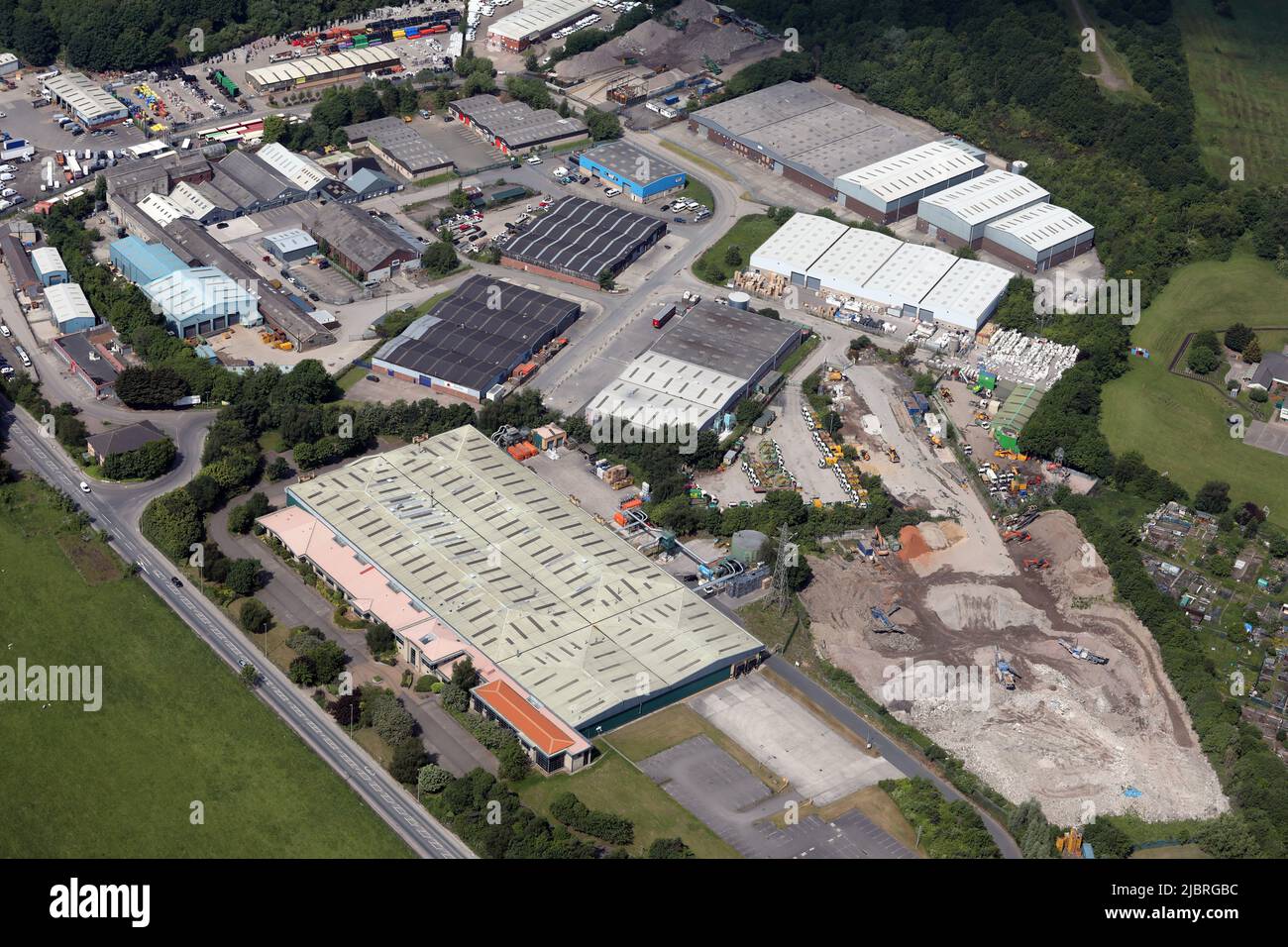 aerial view of Whitehall Industrial Estate, Whitehall Road, Leeds, West Yorkshire Stock Photo