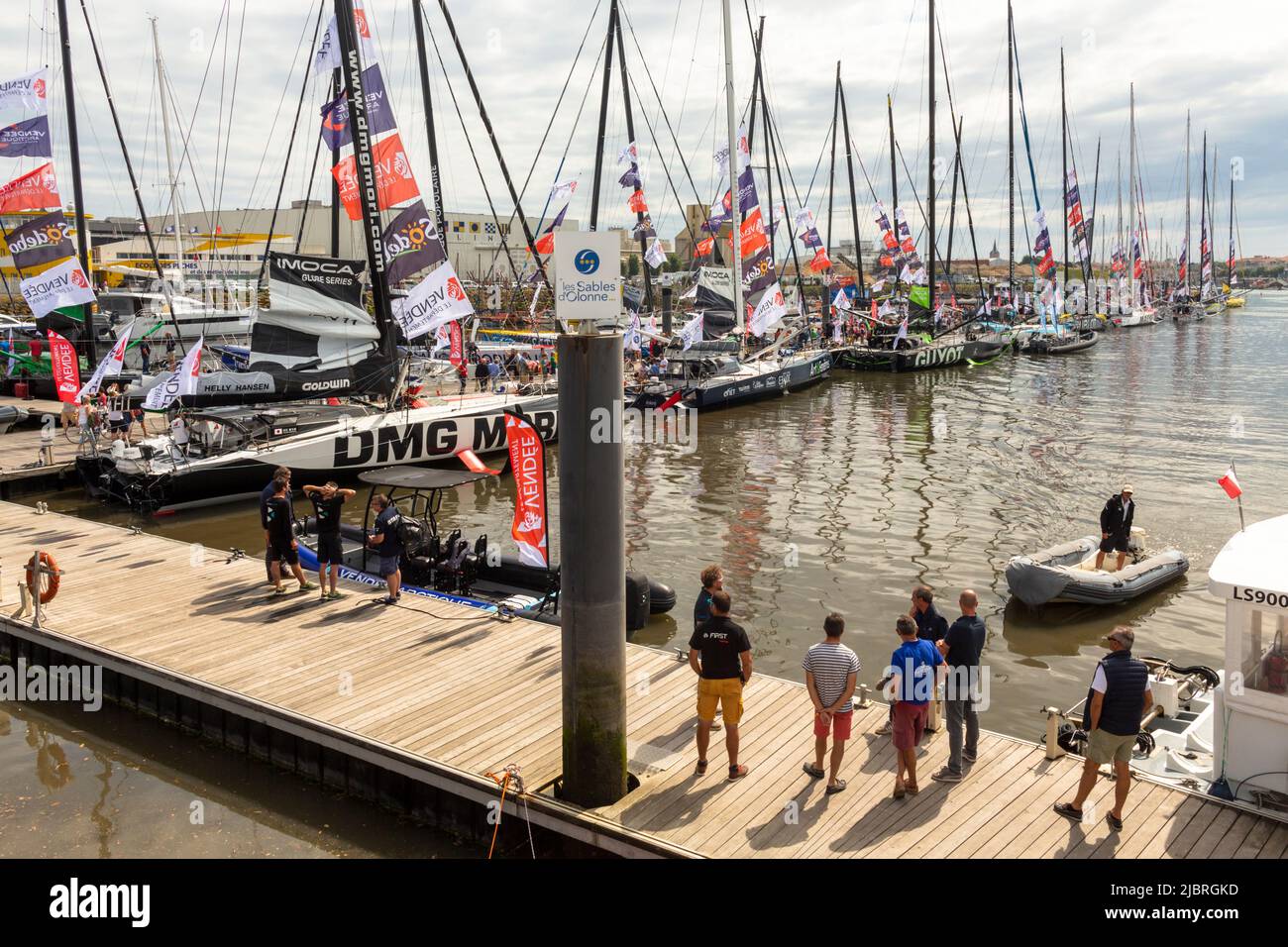 Before the start of the 'Vendée Artique' sailing race in the port of les sables d'olonne Stock Photo