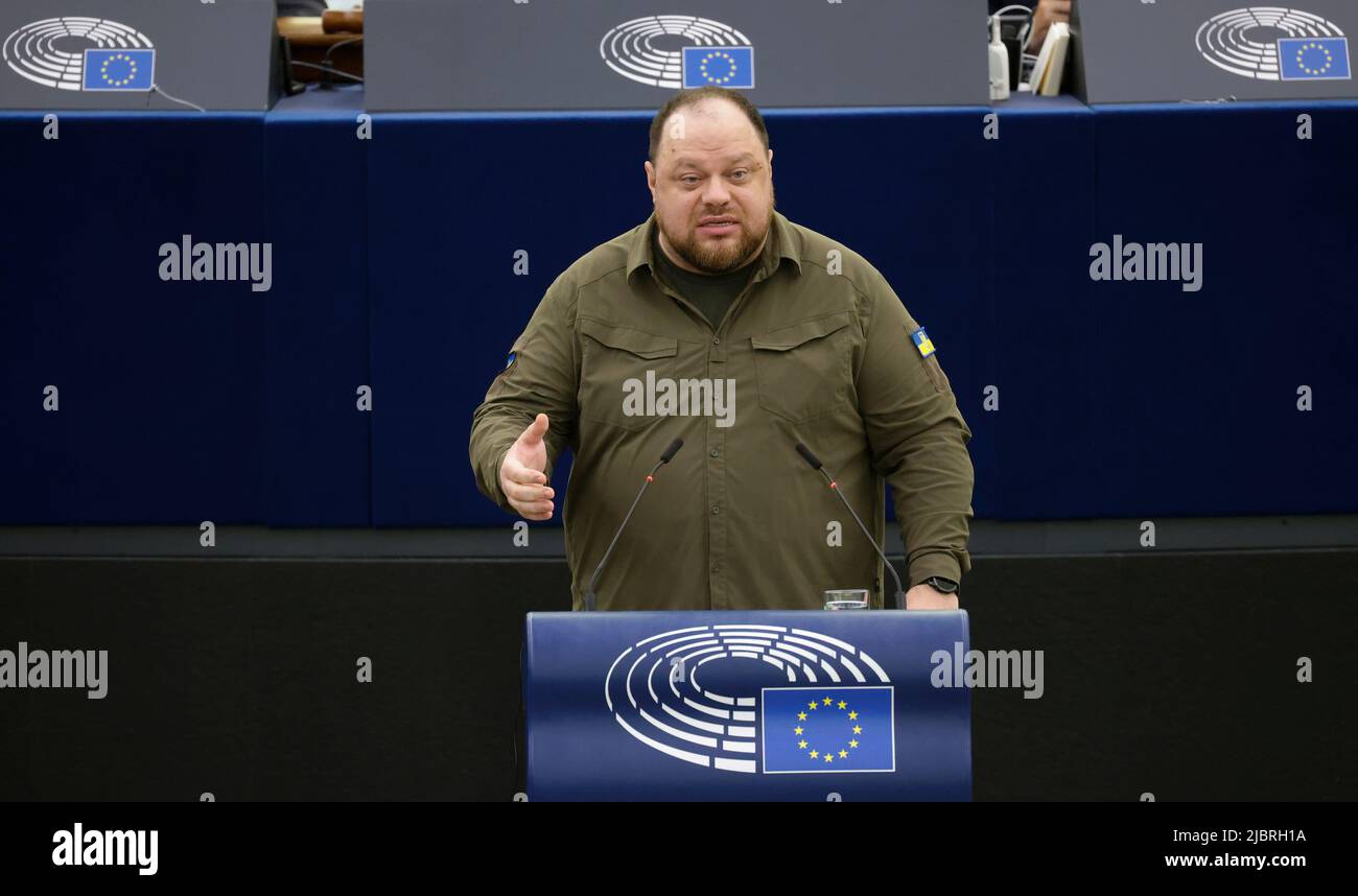 08 June 2022, France, Straßburg Ukrainian Parliament Speaker Ruslan