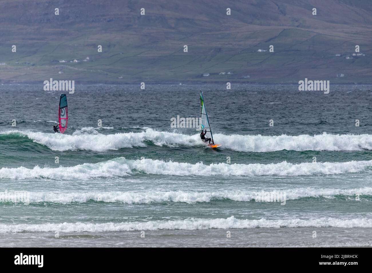 Windsurfer at Carrownisky Beach, County Mayo, Ireland Stock Photo