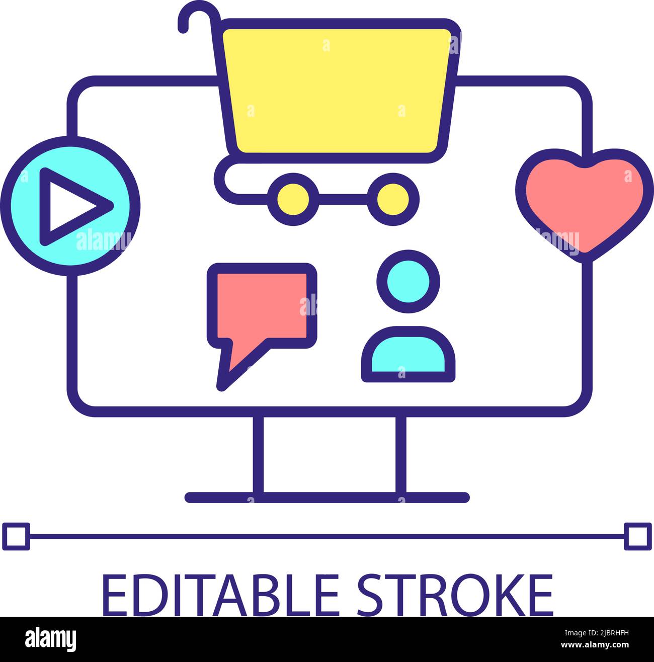 Ecommerce website development RGB color icon Stock Vector