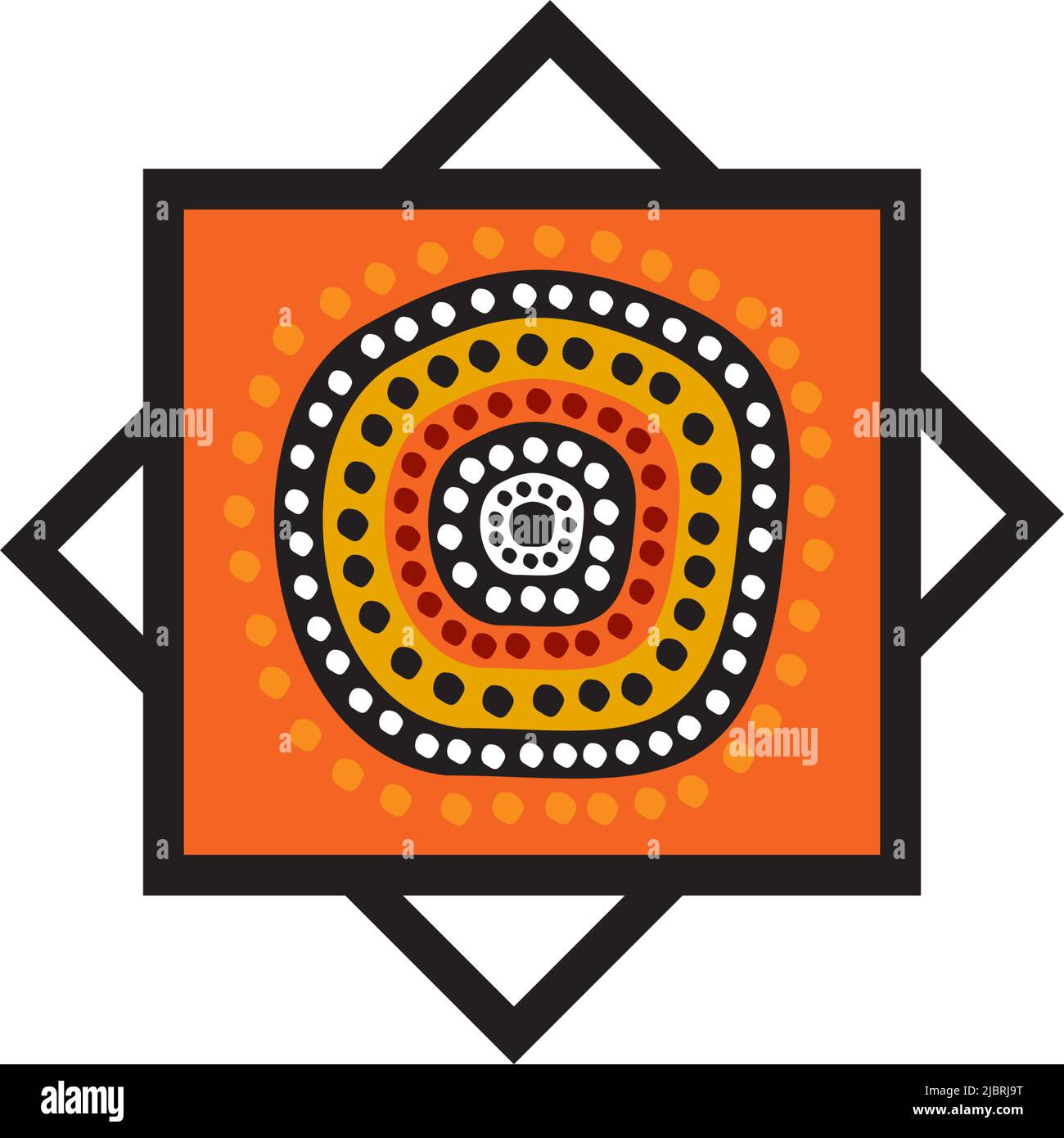 Aboriginal art dots painting icon logo design vector template Stock