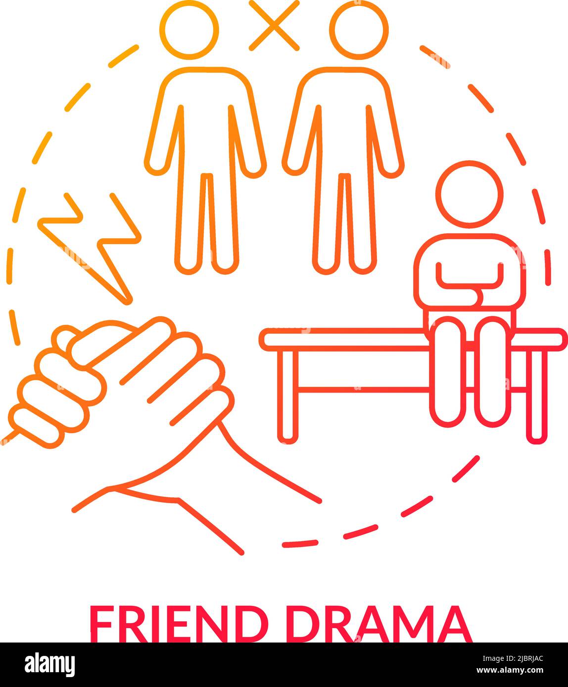 Friend drama red gradient concept icon Stock Vector