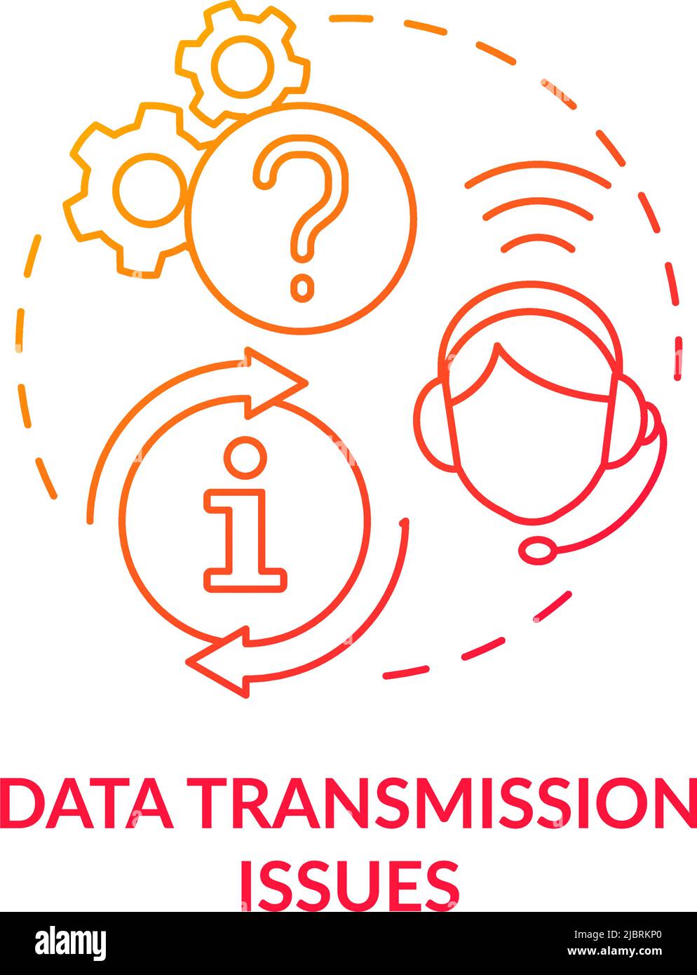 Data transmission issues red gradient concept icon Stock Vector