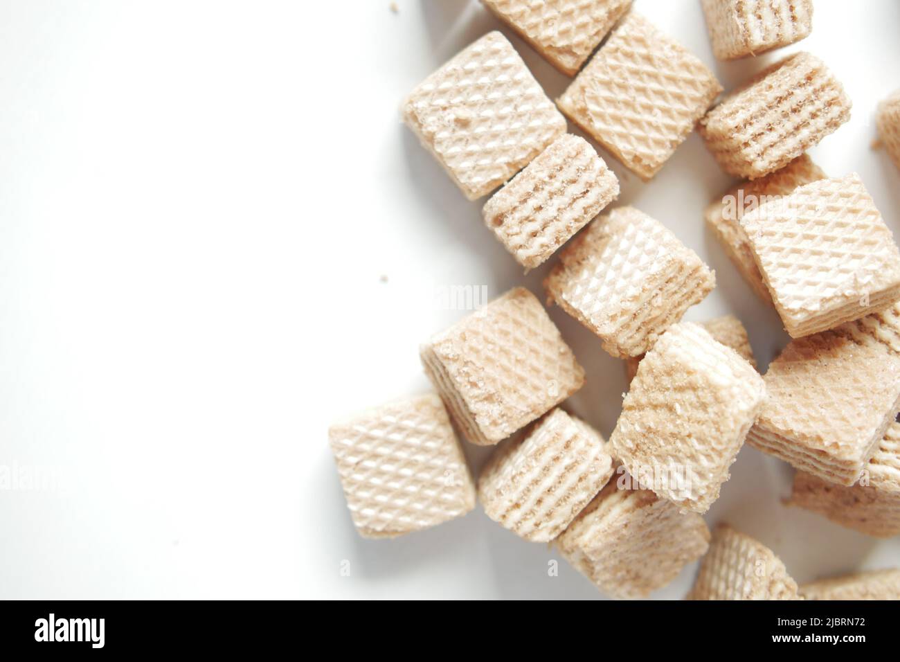 detail short of cube shape wafer roll chocolate on white background  Stock Photo