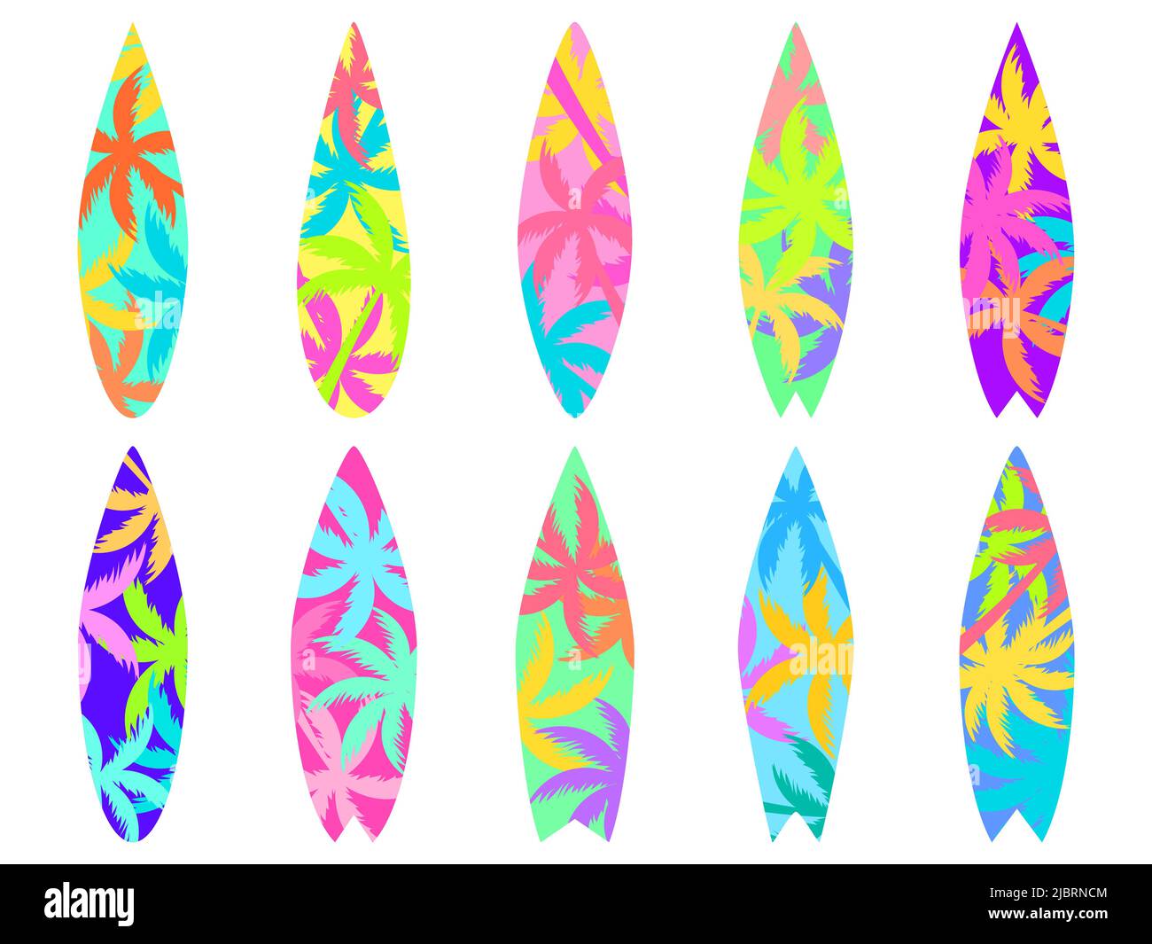 Surfboards isolated on a white background. Set of surfboards with a ...