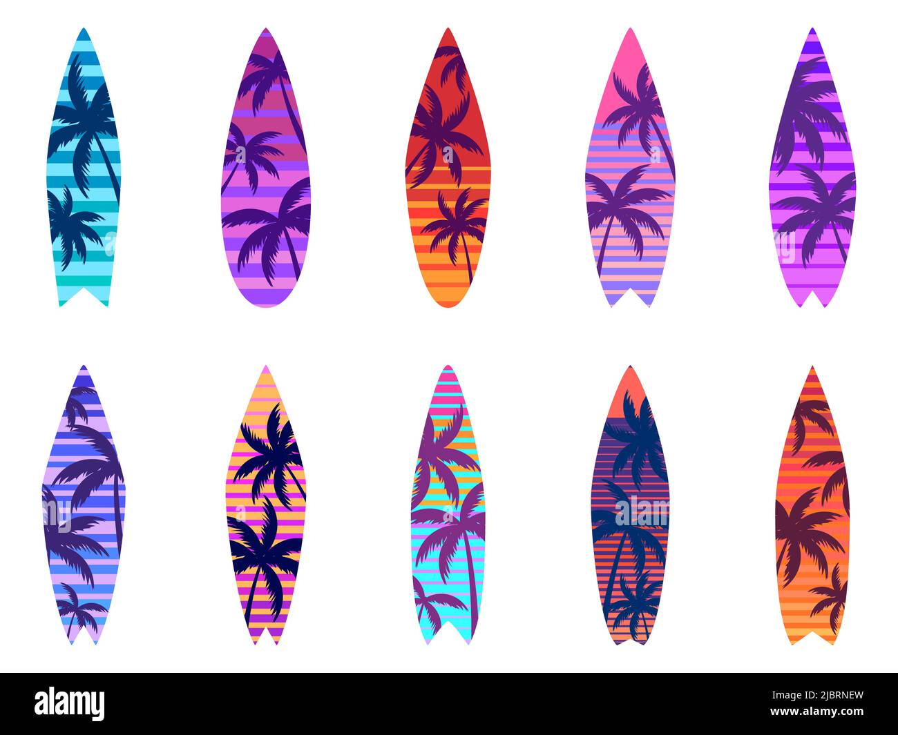 Surfboards isolated on a white background. Set of surfboards with a ...