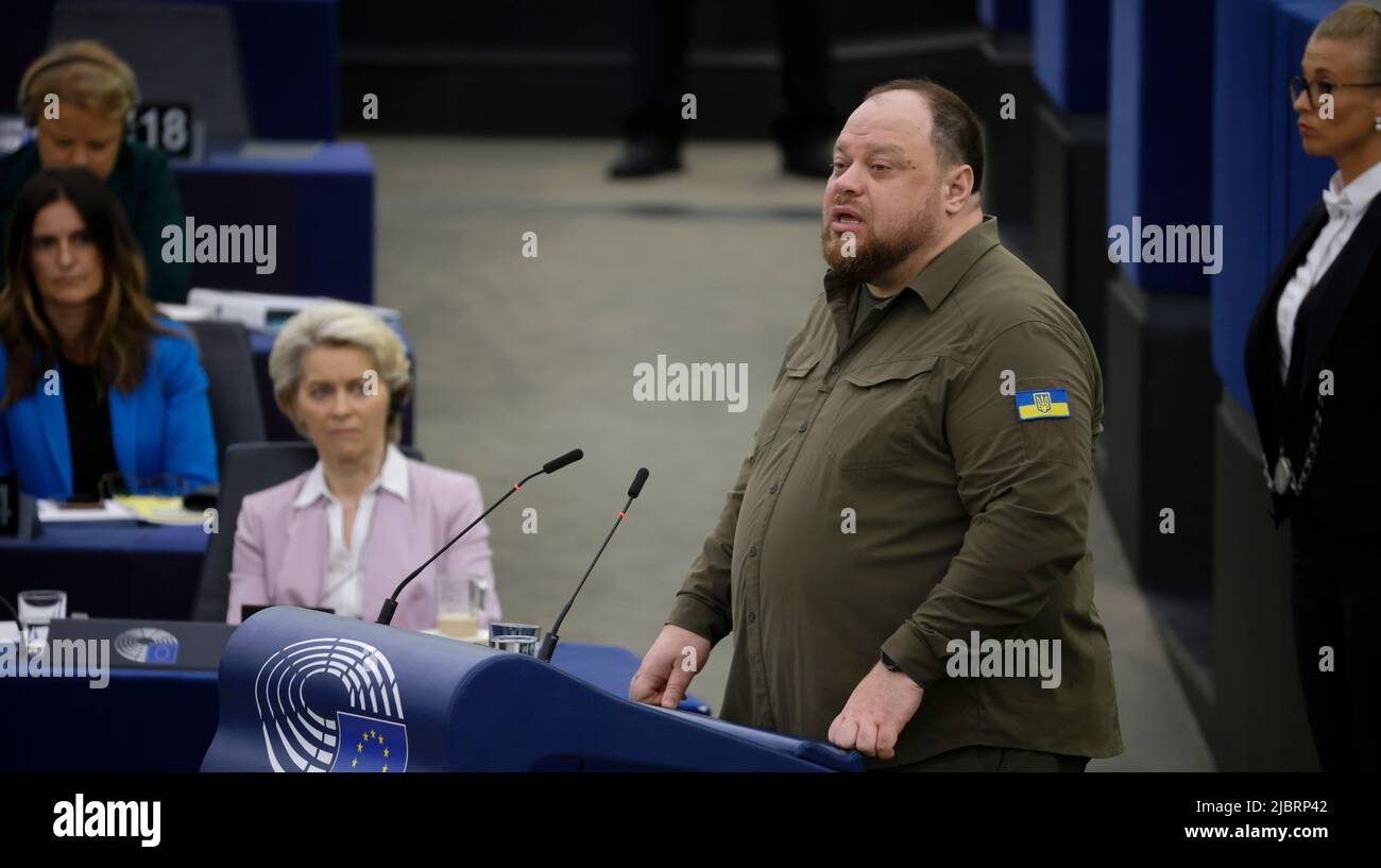 08 June 2022, France, Straßburg Ukrainian Parliament Speaker Ruslan