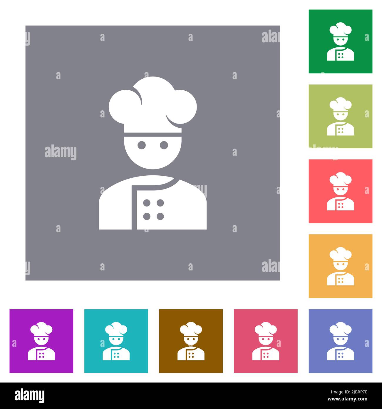 Chef flat icons on simple color square backgrounds Stock Vector Image ...