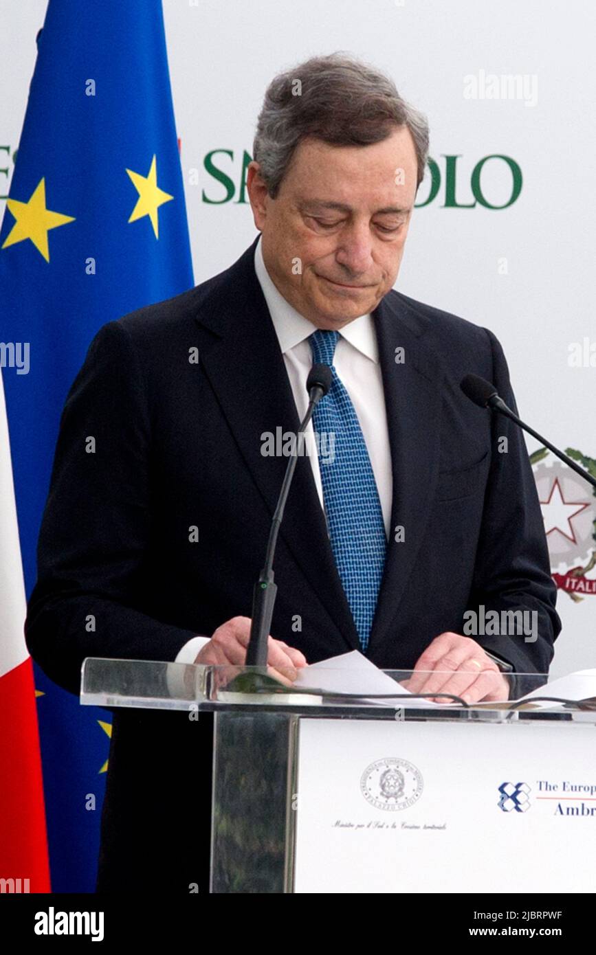 Mario Draghi President of the Council of Ministers of the Italian Republic, during the forum Towards the South The European strategy for a new geopoli Stock Photo