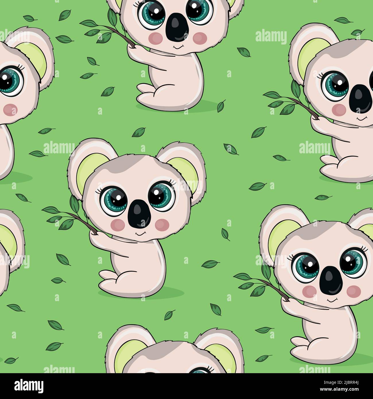 Seamless pattern with cute koala baby on color background. Funny ...