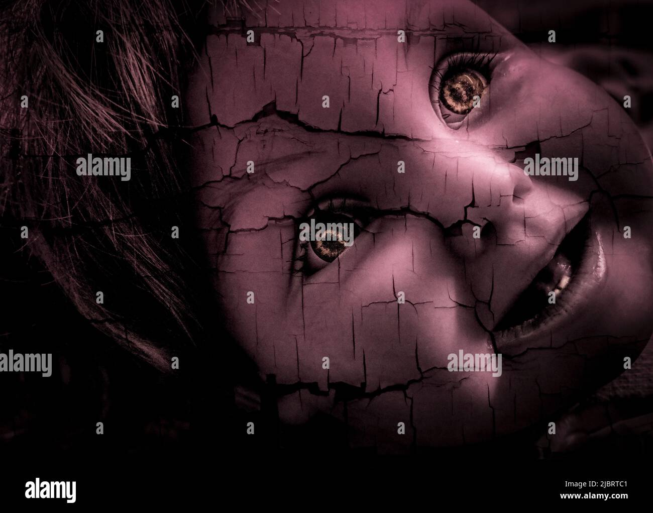 Realistic toy doll's face. Mamacbre Stock Photo