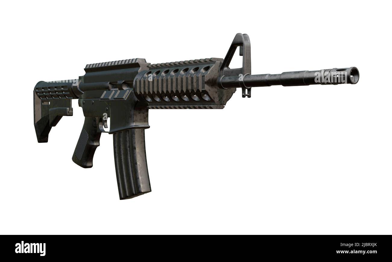 3d render of isolated assault rifle M4 carbine. Stock Photo