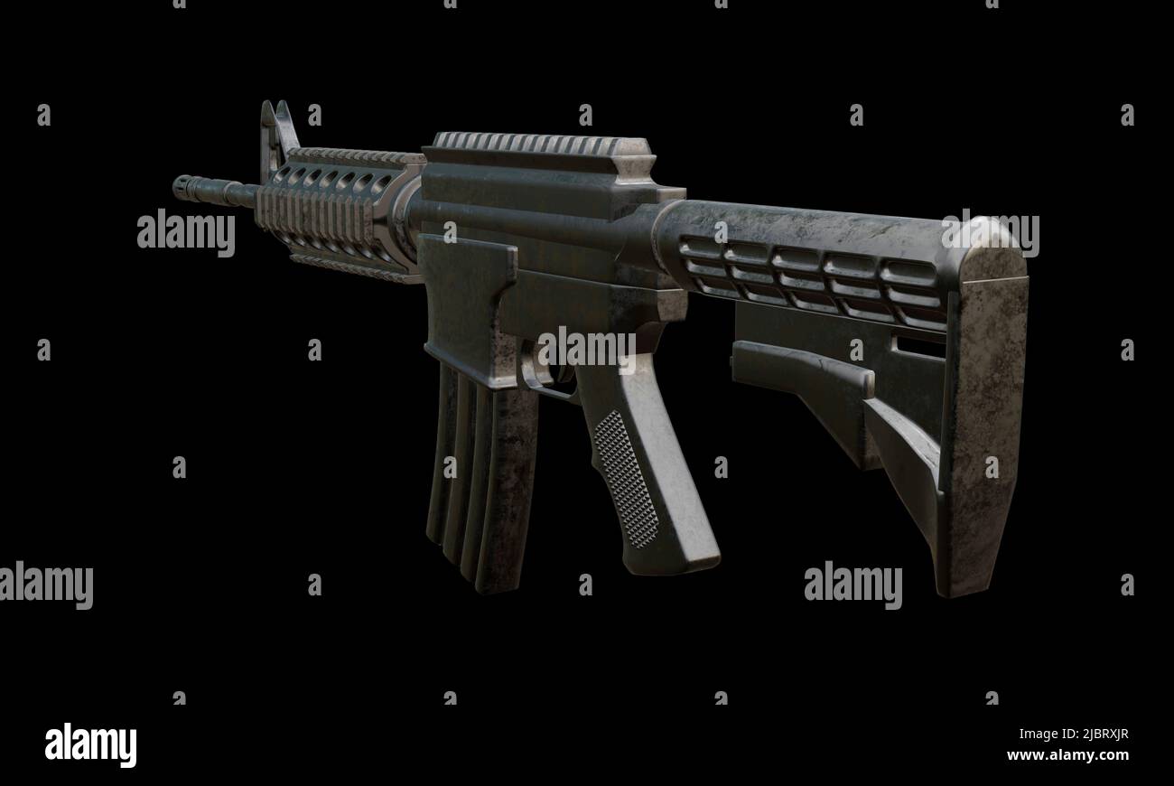 3d render of isolated assault rifle M4 carbine. Stock Photo