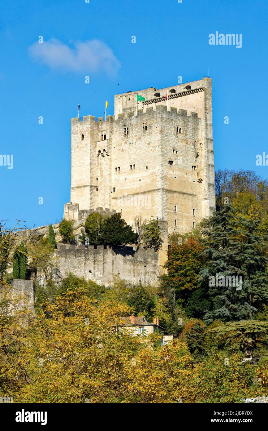 France, Drome, Crest, city of Drome Provençale, dominated by the Crest Tower Stock Photo