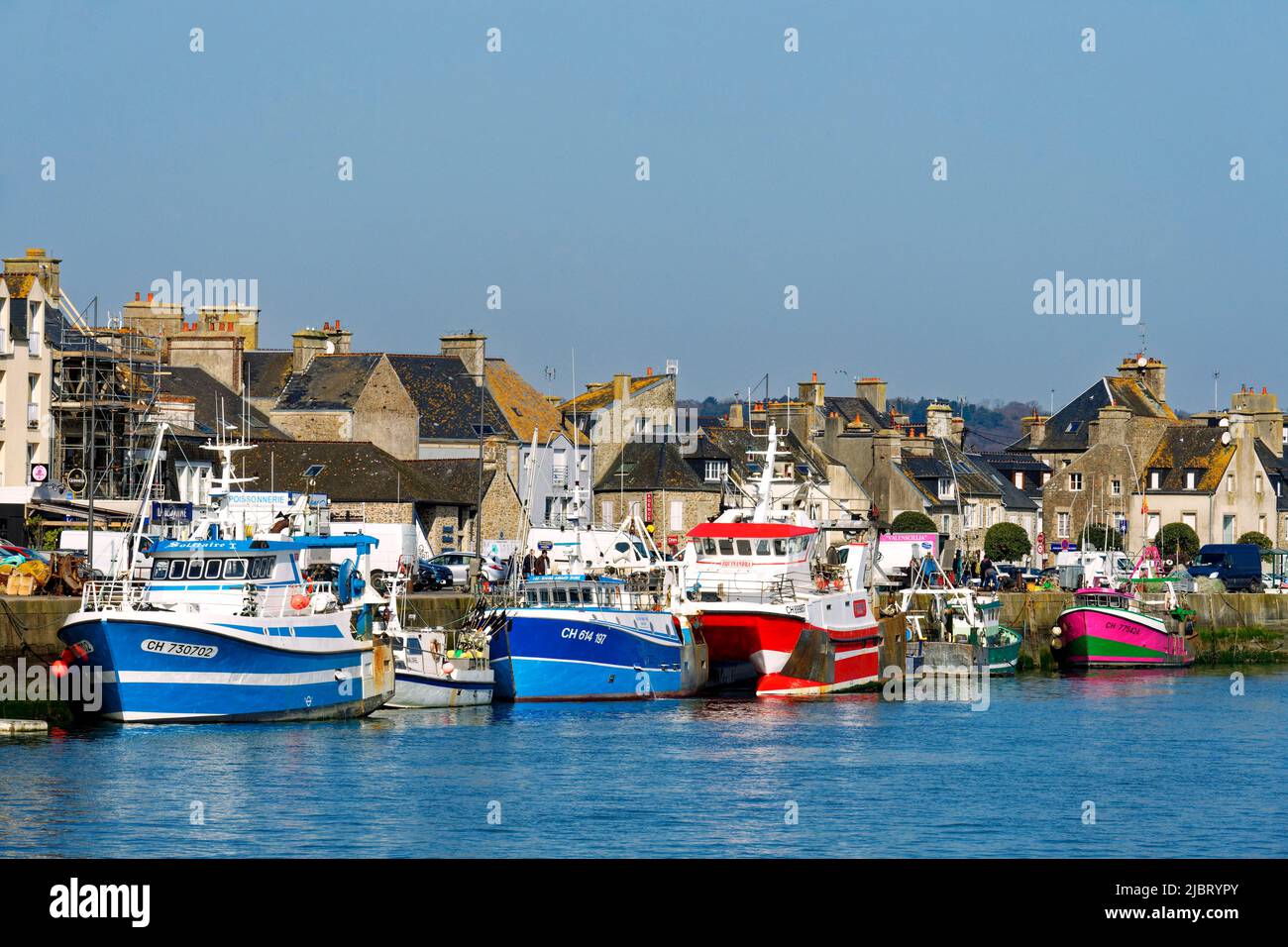 France, Manche, Cotentin, Saint Vaast la Hougue, the port Stock Photo ...