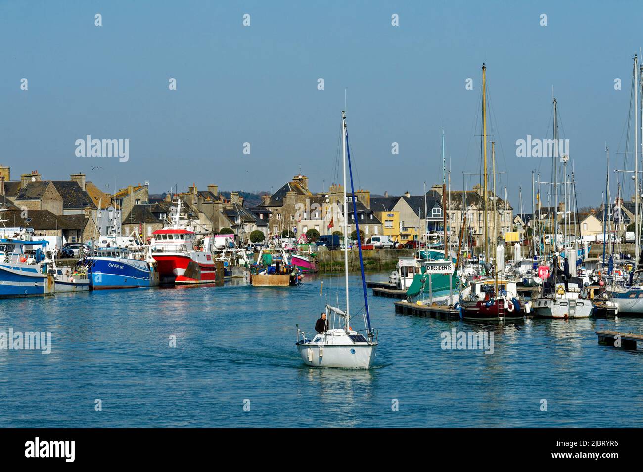 France, Manche, Cotentin, Saint Vaast la Hougue, the port Stock Photo ...
